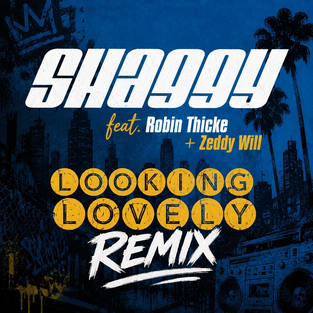 Looking Lovely Remix cover art, blue and yellow